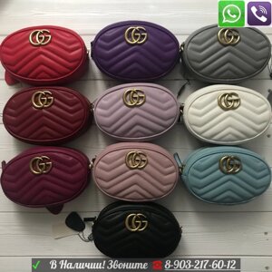 Черная поясная Сумка Gucci Marmont GG Gucci на пояс Гучи Logo