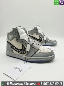 Кроссовки Nike Air Jordan 1 Mid x Dior белые
