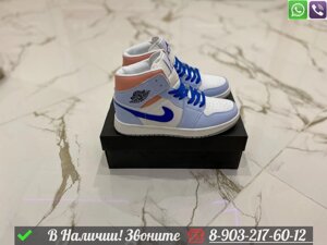 Кроссовки Nike Air Jordan 1 зимние голубые