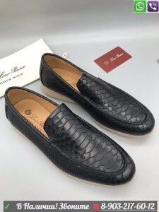 Лоферы Loro Piana Summer Walk Alligator черные