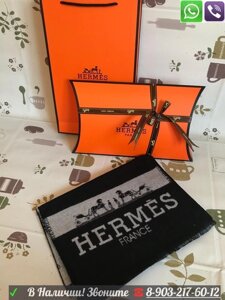 Мужской черный шарф Hermes Черный Гермес теплый Коричневый, мужской