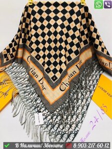 Платок Dior шерстяной с геометрическим узором Бежевый