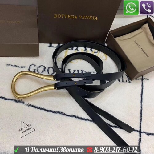 Пояс bottega veneta боттега тонкий черный