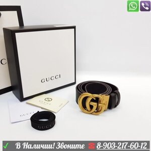 Ремень Gucci черный с золотой пряжкой