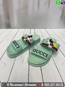 Шлепанцы Gucci x Disney зеленые