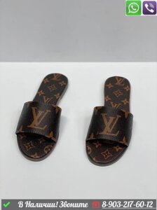 Шлепанцы Louis Vuitton кожаные коричневые