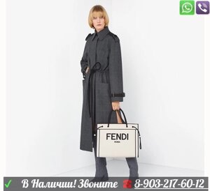 Сумка шопер Fendi белая тканевая