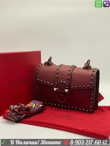 Сумка Valentino Garavani Rockstud c широким ремнем Бежевый