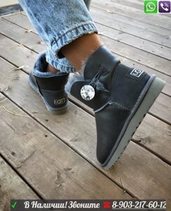 Угги UGG Mini Bailey Button Bling с пуговицей черные