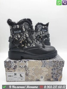 Зимние Ботинки Dior D-Major с мехом черные