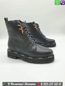 Зимние ботинки Fendi на шнуровке черные