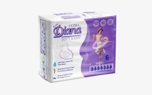 Прокладки женские гигиенические ежедневные Diana Night, ночные, дневные, 6 шт. в упаковке