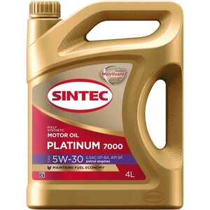 Моторное синтетическое масло sintec platinum SAE 5W-30 API SN, ILSAC GF-6A
