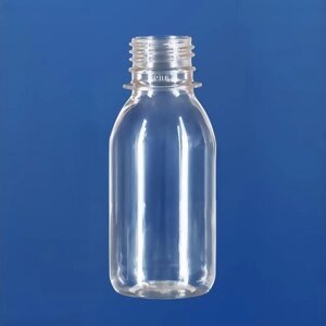 Бутылка 100 мл, горло 28/415 мм, ПЭТ, круглый скат горла, прозрачная, без крышки, 400 шт/упак