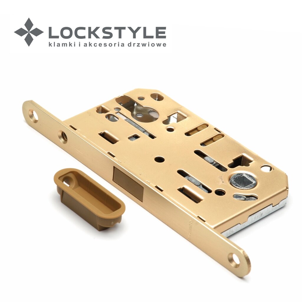 Механизм дверной врезной магнитный под цилиндр LOCKSTYLE М410C комплект с ответной планкой BB (матовое золото) от компании "Локстайл-Россия"- стильная фурнитура для дверей и мебели - фото 1