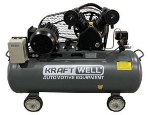 Компрессор поршневой 420 л/мин, 10 бар, 100 л, 220В KraftWell KRW-AC420-100L/220