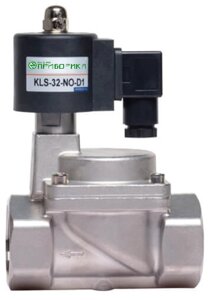 KLS-32NK AC230V - клапан электромагнитный с пилотом Ду32, Н. О. нерж+PTFE