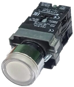 LAY5-BW3165 - кнопка с белой LED подсветкой AC230V, 1нр+1нз