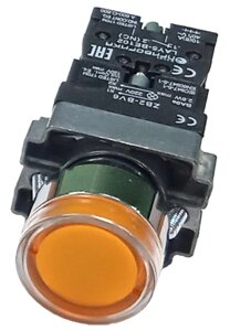 LAY5-BW3565 - кнопка с желтой LED подсветкой AC230V, 1НР+1НЗ