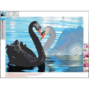 Алмазная мозаика 5D «Лебеди» 30 40 см, без подрамника, частичное заполнение