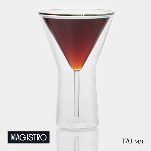 Бокал из стекла для мартини с двойными стенками Magistro «Айс», 170 мл, 10,315,7 см