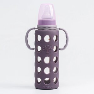 Бутылочка в силиконовом чехле, стекло, классическое горло,6мес., 240мл., цвет МИКС для девочки