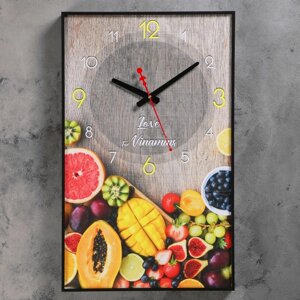 Часы-картина настенные, для кухни, "Тропические фрукты", плавный ход, 57 х 35 х 4 см