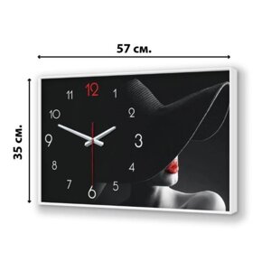 Часы-картина настенные, интерьерные "Девушка", плавный ход, 57 х 35 см