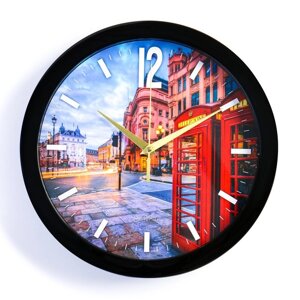 Часы настенные, d-28 см, интерьерные "Вечерний Лондон", бесшумные