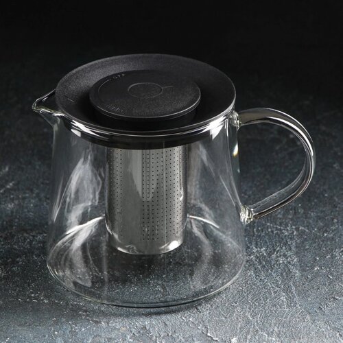 Чайник стеклянный заварочный Magistro «Локи», 1 л, 17,51312,5 см, с металлическим ситом, цвет чёрный