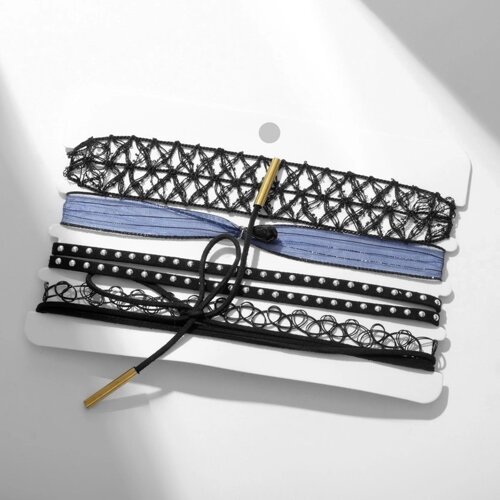 Чокер «Ассорти» плетение, набор 5 шт. цвет чёрно-синий, L=30,5 см