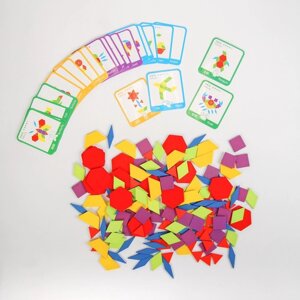 Деревянная игрушка «Развивающий геометрический пазл», 24,5 21,3 4 см, 24 карточки, 155 деталей