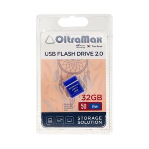 Флешка OltraMax 50, 32 Гб, USB2.0, чт до 15 Мб/с, зап до 8 Мб/с, синяя