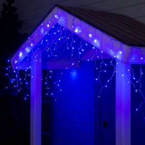 Гирлянда «Бахрома» 3 0.6 м, IP44, УМС, прозрачная нить, 160 SMD-LED, свечение синее, 220 В