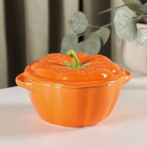 Горшочек из жаропрочной керамики для запекания «Тыква», 400 мл, 16138,5 см, посуда для Хэллоуина, цвет оранжевый