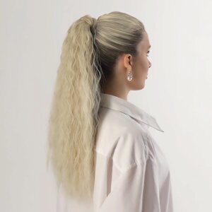 Хвост накладной, волнистый волос, на резинке, 60 см, 100 гр, цвет холодный блонд (SHT88В)
