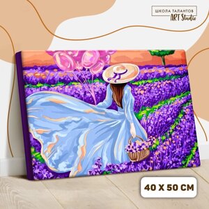 Картина по номерам на холсте с подрамником «Девушка с шарами» 40 50 см