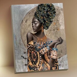 Картина по номерам с поталью 40 50 см «Африканская девушка» 21 цвет