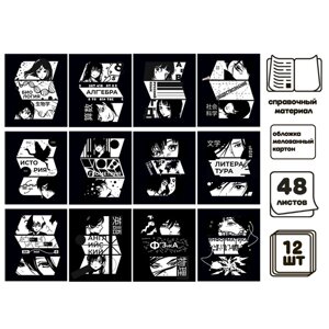 Комплект предметных тетрадей 48 листов, "Комикс Аниме", 12 предметов, со справочным материалом, обложка мелованный