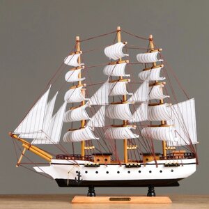 Корабль "Бонавентур" с белыми парусами, белый корпус, 49*10*43см