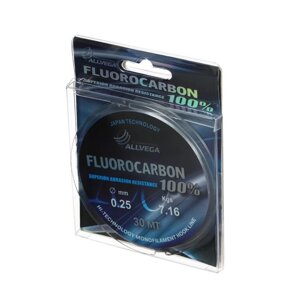 Леска монофильная ALLVEGA FX Fluorocarbon 100%диаметр 0.25 мм, тест 7.16 кг, 30 м, прозрачная