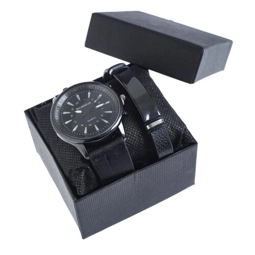 Мужской подарочный набор Bolingdun 2 в 1: наручные часы, браслет, d-4.6 см