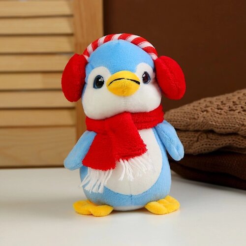 Мягкая игрушка «Пингвин» в наушниках, 20 см, цвет синий