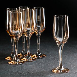 Набор бокалов для шампанского «Гладкость», 200 мл, 6 шт, цвет янтарный
