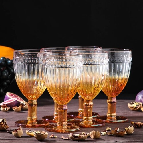 Набор бокалов стеклянных Magistro «Босфор», 250 мл, 6 шт, цвет градиент золото