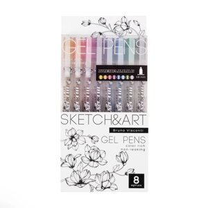 Набор гелевых ручек 8 цветов sketch&ART uni write. metallic, 0,8 мм