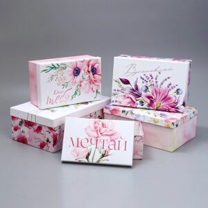 Набор коробок 5 в 1, упаковка подарочная, «Цветы», 22 х 14 х 8.5‒ 32.5 х 20 х 12.5 см