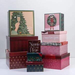 Набор подарочных коробок 10 в 1 «Happy new year», 10 10 6 ‒ 28 28 15 см