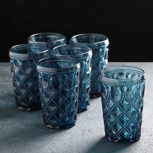 Набор стаканов стеклянных Magistro «Варьете», 465 мл, 8,514 см, 6 шт, цвет синий