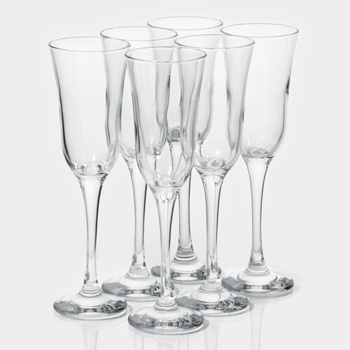 Набор стеклянных бокалов для шампанского Lav «Вальс», 190 мл, 6,722,5 см, 6 шт